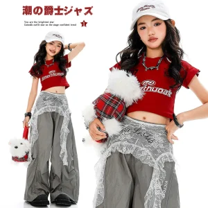 T-Shirt Crop Top & Ruched Pants Set